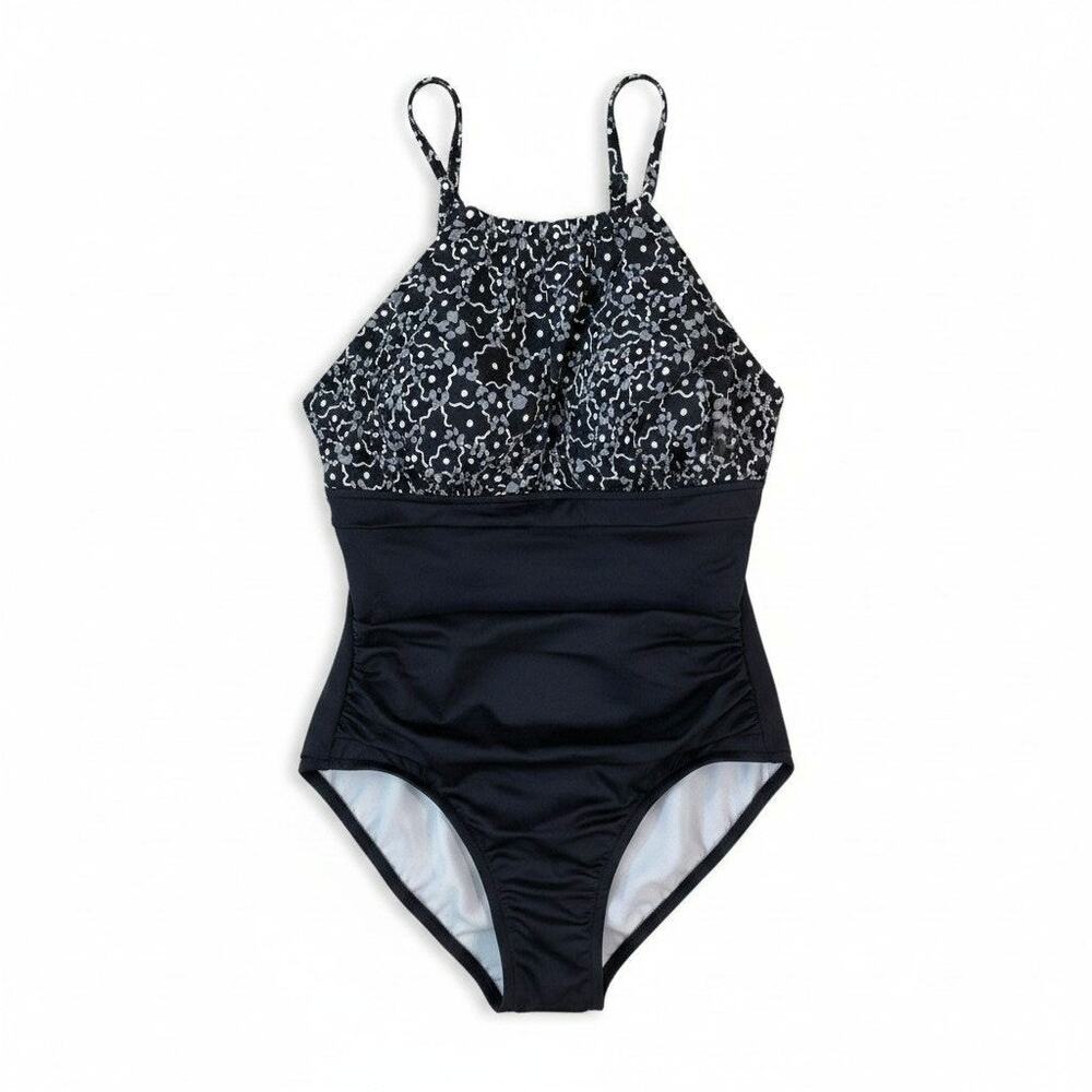 NWT SWIM SOLUTIONS Floral Tummy Control One Piece Swimsuit Bathing Suit 10 Pool